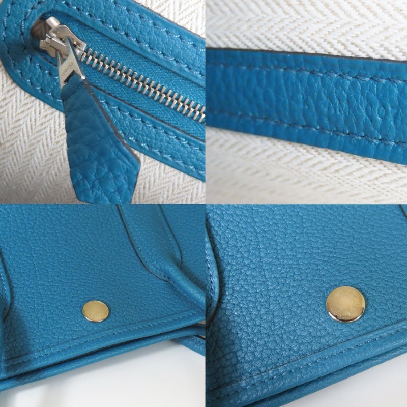 【巴黎站二手名牌專賣店】＊現貨＊HERMES 愛馬仕 真品＊X刻 Garden Party湖水綠牛皮銀釦GP 30手提包-6