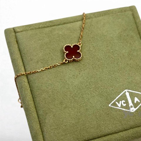 Y1989-VCA手鍊 18K玫瑰金紅玉髓Sweet Alhambra手鍊-4