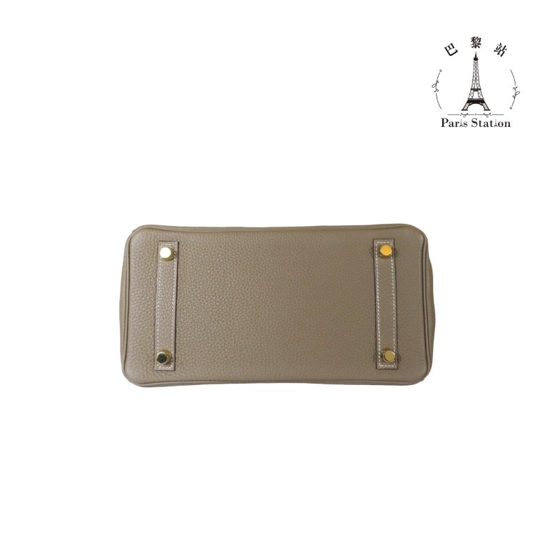 【巴黎站二手名牌專賣店】＊現貨＊HERMES 愛馬仕 真品＊Z刻大象灰色金釦BIRKIN 25柏金手提包-2