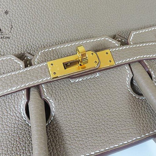 【巴黎站二手名牌專賣店】＊現貨＊HERMES 愛馬仕 真品＊Z刻大象灰色金釦BIRKIN 25柏金手提包-4