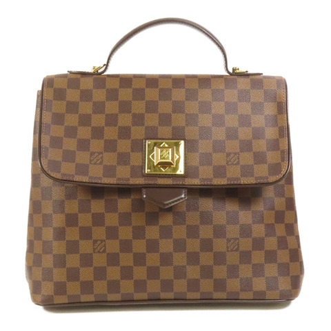 LOUIS VUITTON Damier Bergamo MM金扣手挽袋