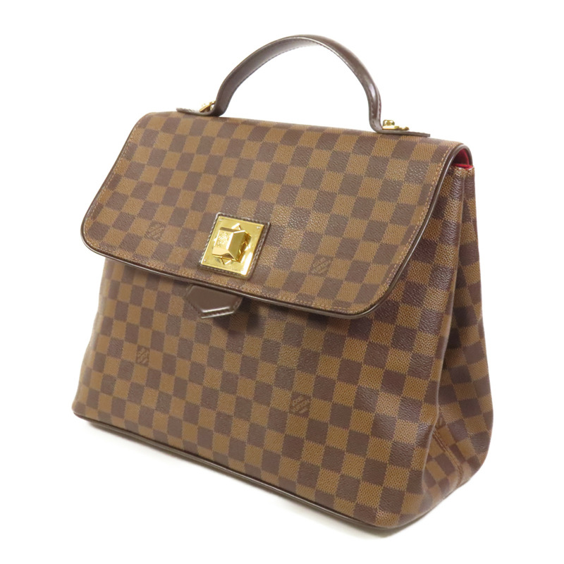 LOUIS VUITTON Damier Bergamo MM金扣手挽袋-2