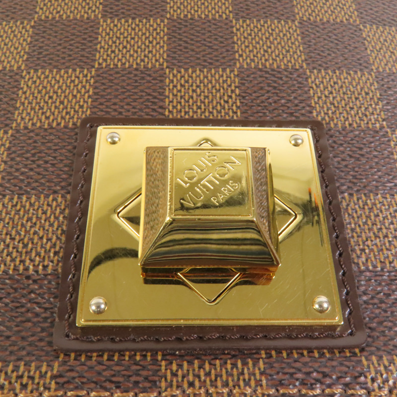 LOUIS VUITTON Damier Bergamo MM金扣手挽袋-6
