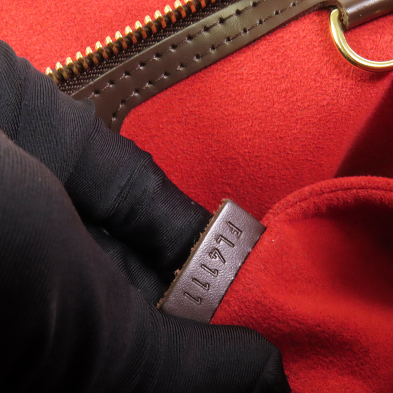 LOUIS VUITTON Damier Bergamo MM金扣手挽袋-8