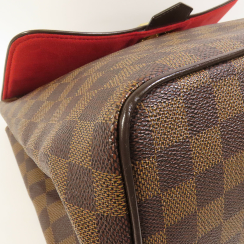 LOUIS VUITTON Damier Bergamo MM金扣手挽袋-9