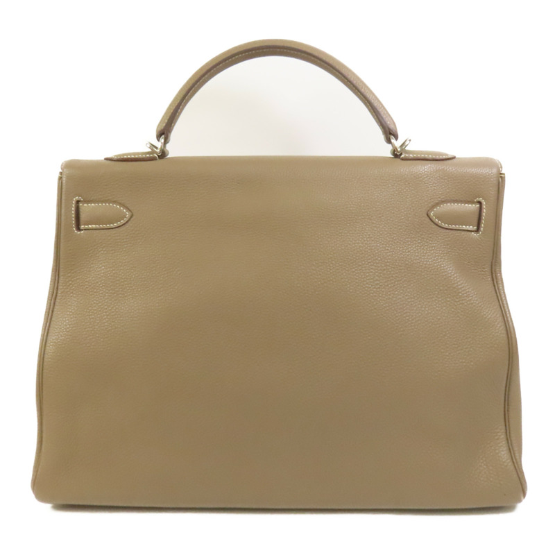 HERMES Togo皮革Kelly 40銀扣手挽肩背兩用袋Etoupe-1