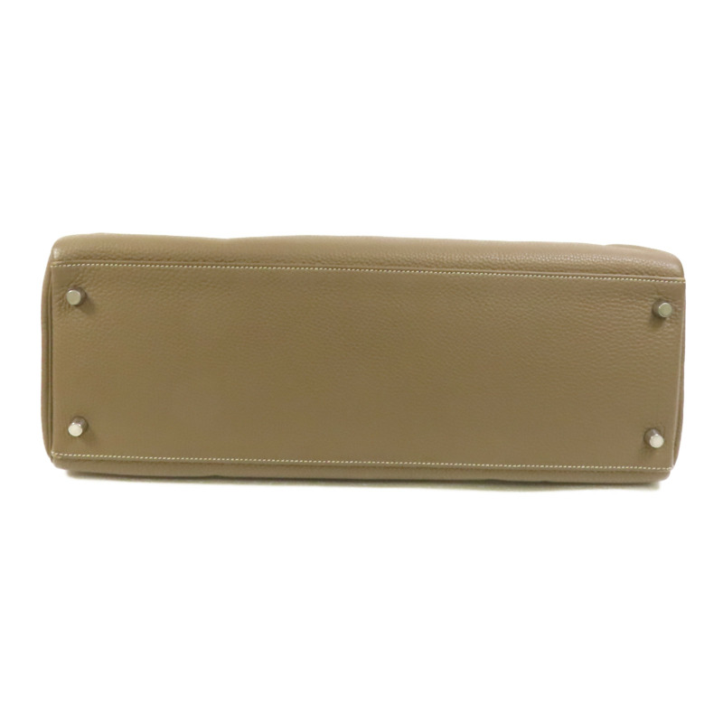 HERMES Togo皮革Kelly 40銀扣手挽肩背兩用袋Etoupe-3