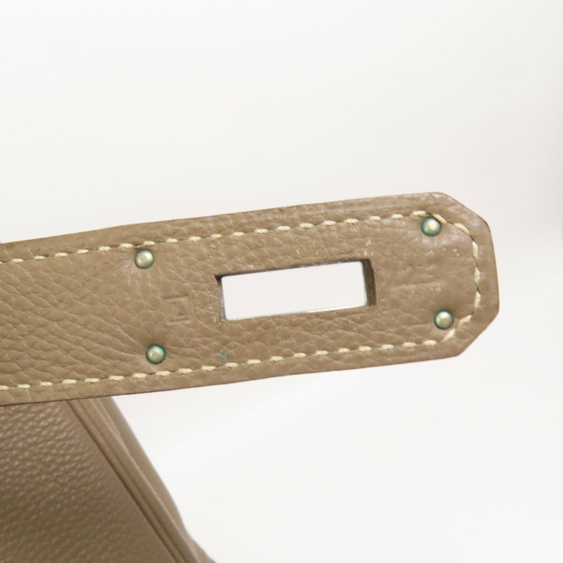 HERMES Togo皮革Kelly 40銀扣手挽肩背兩用袋Etoupe-8