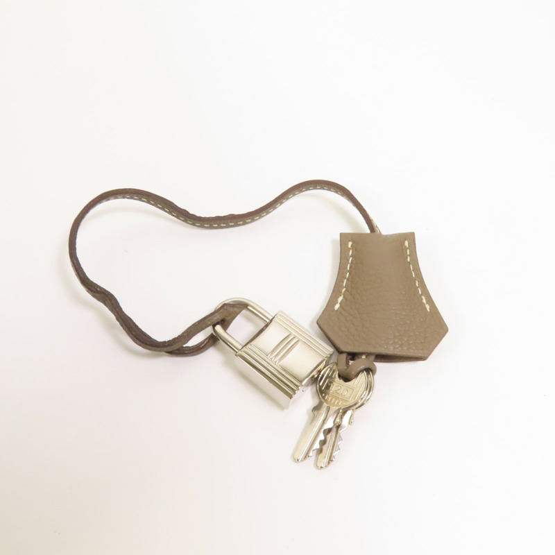 HERMES Togo皮革Kelly 40銀扣手挽肩背兩用袋Etoupe-10