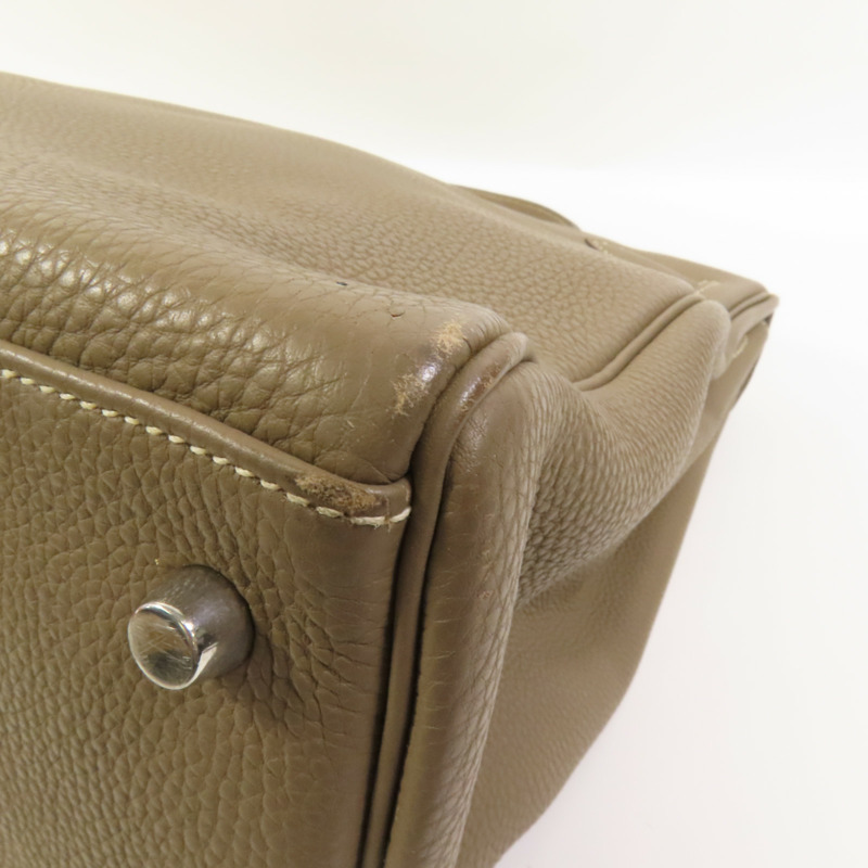 HERMES Togo皮革Kelly 40銀扣手挽肩背兩用袋Etoupe-12