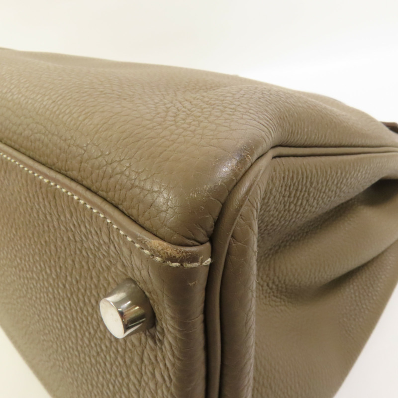 HERMES Togo皮革Kelly 40銀扣手挽肩背兩用袋Etoupe-13