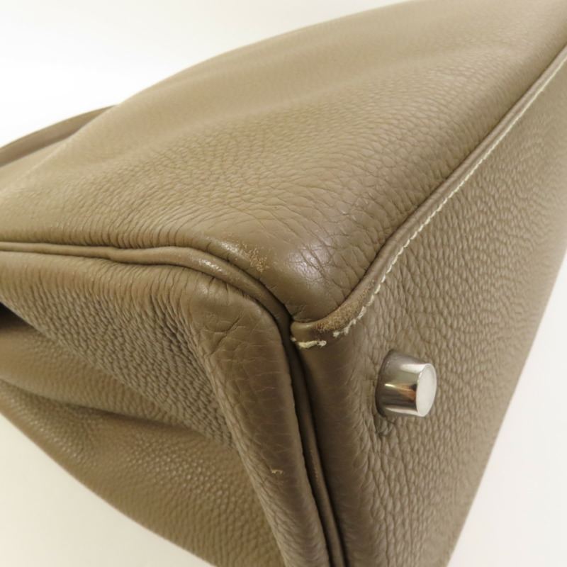 HERMES Togo皮革Kelly 40銀扣手挽肩背兩用袋Etoupe-14