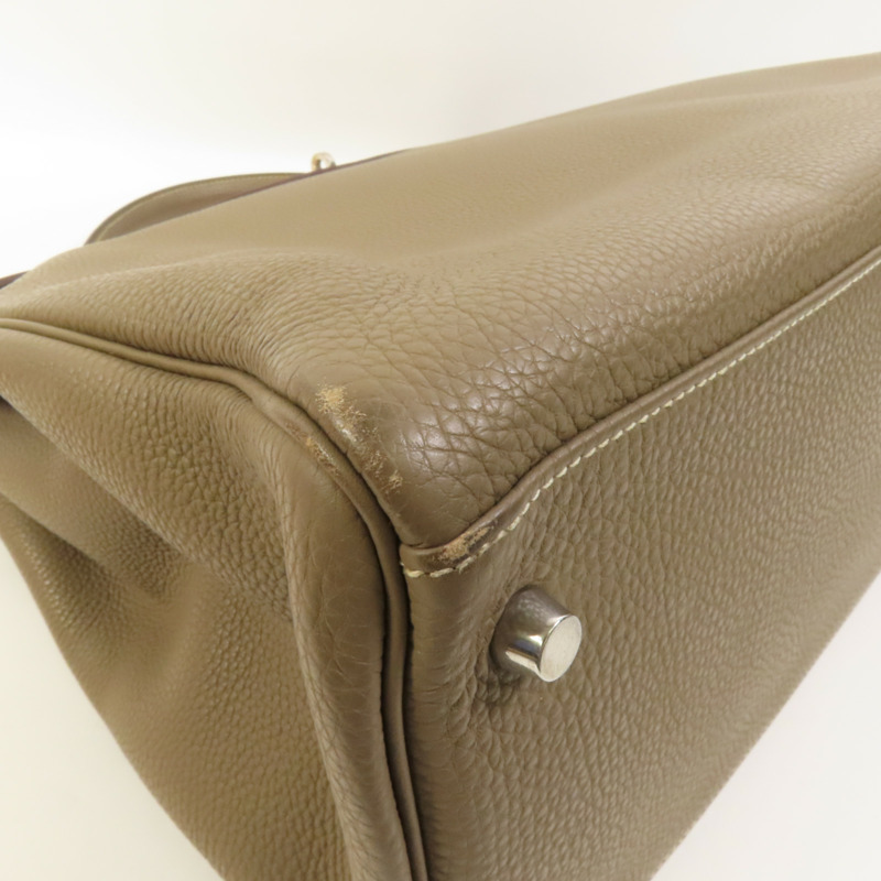 HERMES Togo皮革Kelly 40銀扣手挽肩背兩用袋Etoupe-15