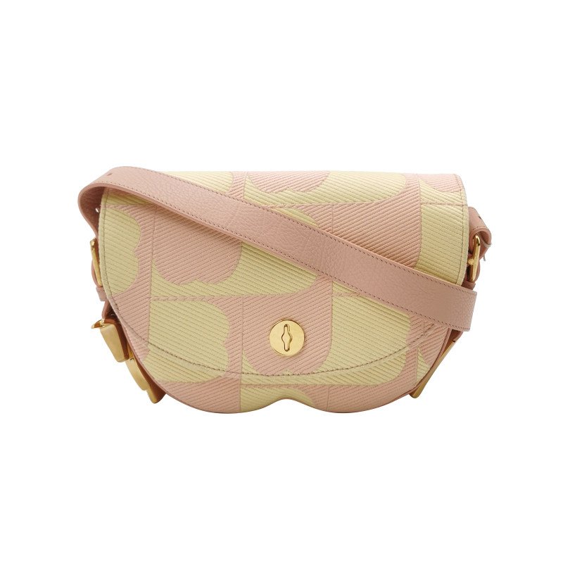 Burberry Chess牛皮帆布拼色圖案金屬旋扣斜挎包單肩包-0