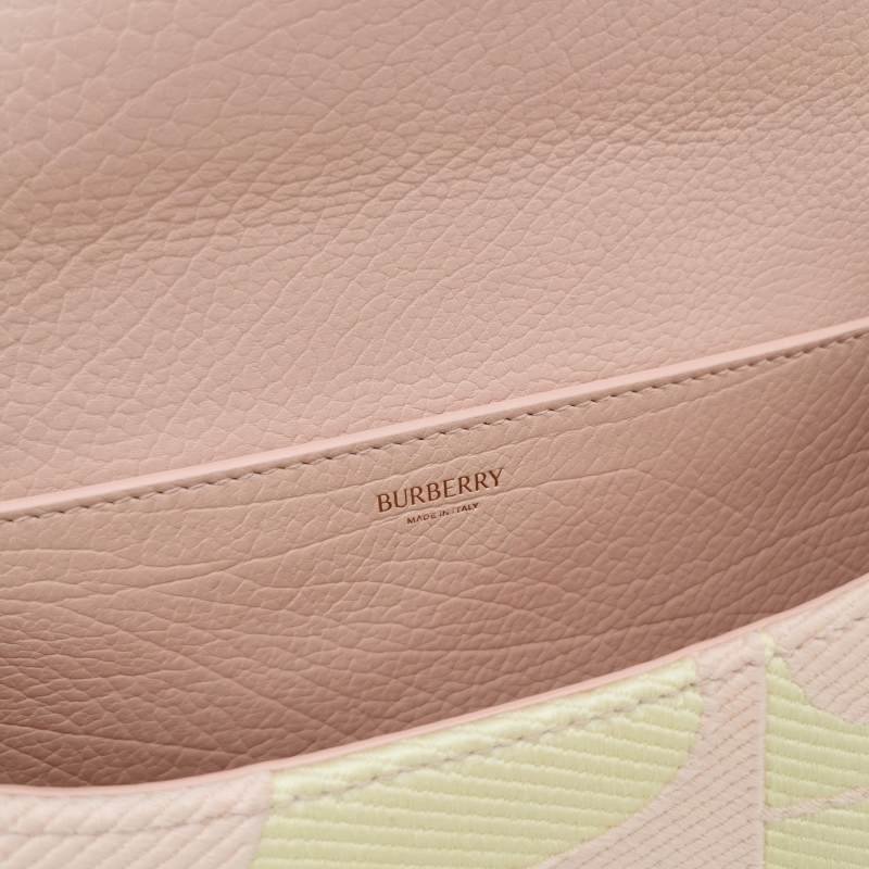 Burberry Chess牛皮帆布拼色圖案金屬旋扣斜挎包單肩包-7