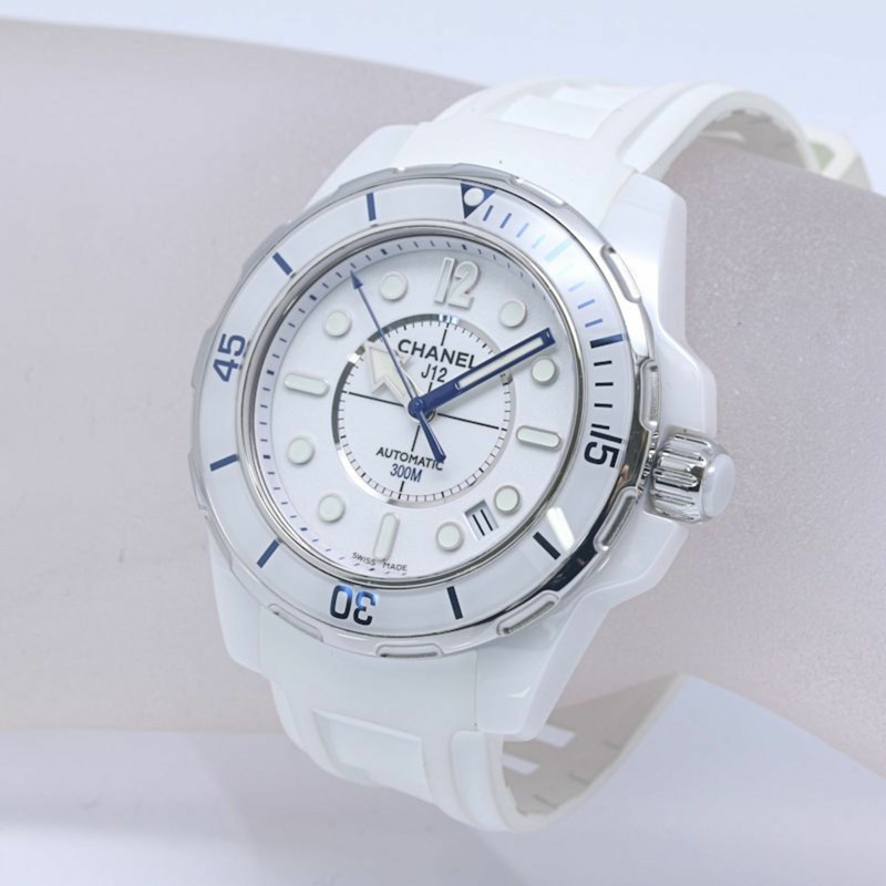 香奈兒 J12 Marine Date 38mm H2560 男士腕錶，白色陶瓷、不鏽鋼和橡膠材質 (40258)-2