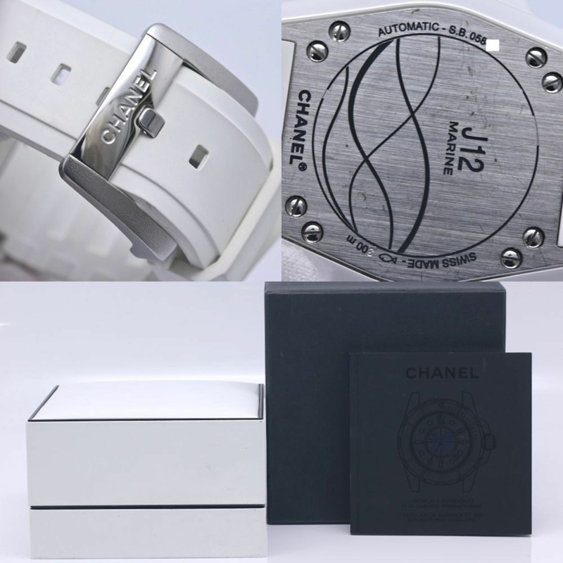 香奈兒 J12 Marine Date 38mm H2560 男士腕錶，白色陶瓷、不鏽鋼和橡膠材質 (40258)-9