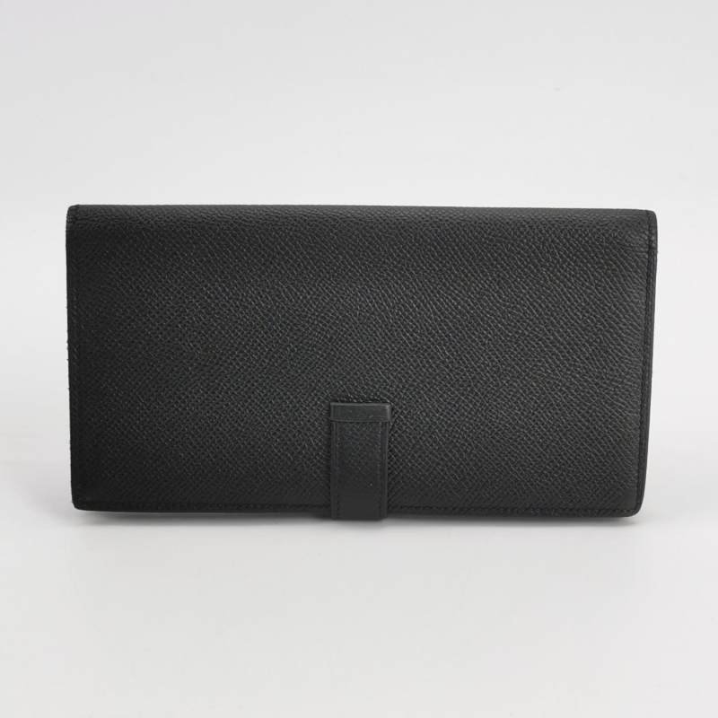 Hermes Bearn小號標誌H袢帶錢包Epsom牛皮銀扣89黑色T刻-3