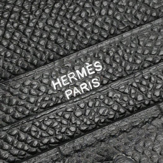 Hermes Bearn小號標誌H袢帶錢包Epsom牛皮銀扣89黑色T刻-6