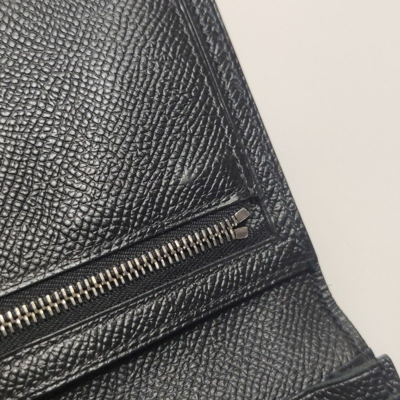 Hermes Bearn小號標誌H袢帶錢包Epsom牛皮銀扣89黑色T刻-8