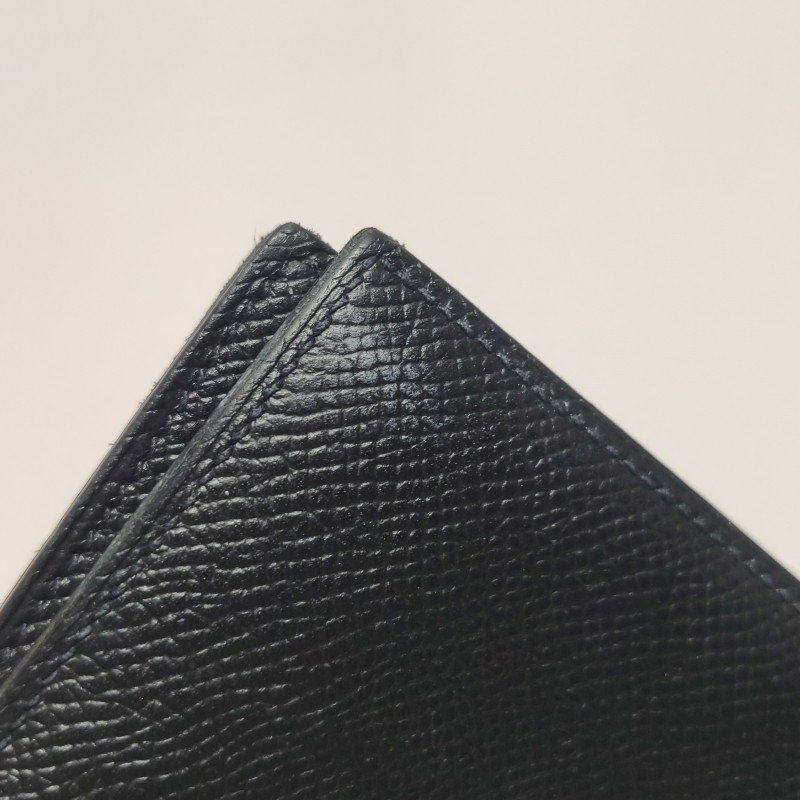 Hermes Bearn小號標誌H袢帶錢包Epsom牛皮銀扣89黑色T刻-9