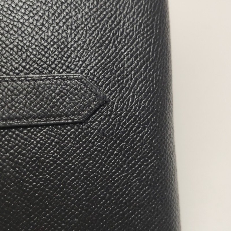 Hermes Bearn小號標誌H袢帶錢包Epsom牛皮銀扣89黑色T刻-12