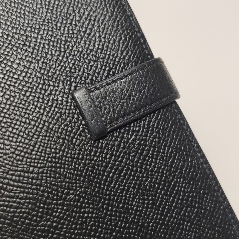 Hermes Bearn小號標誌H袢帶錢包Epsom牛皮銀扣89黑色T刻-13