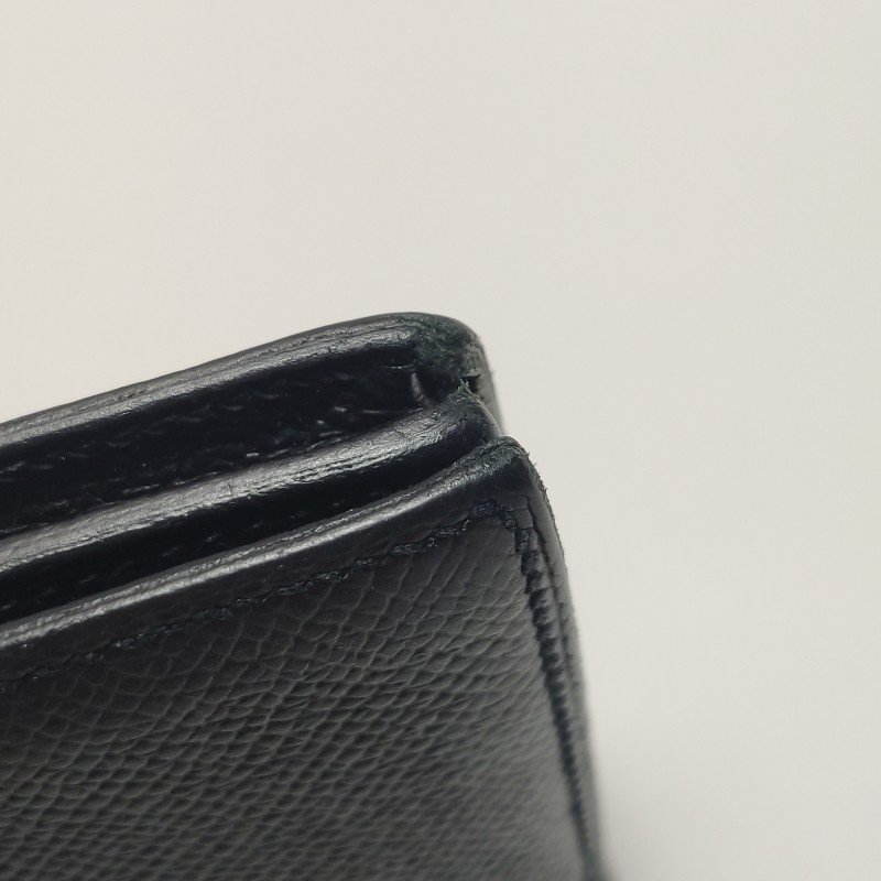 Hermes Bearn小號標誌H袢帶錢包Epsom牛皮銀扣89黑色T刻-17