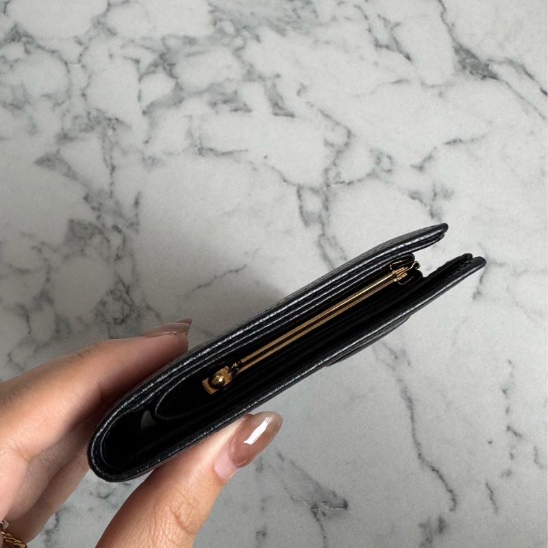 Chanel黑皮革大雙C釦式長夾✨老香-2