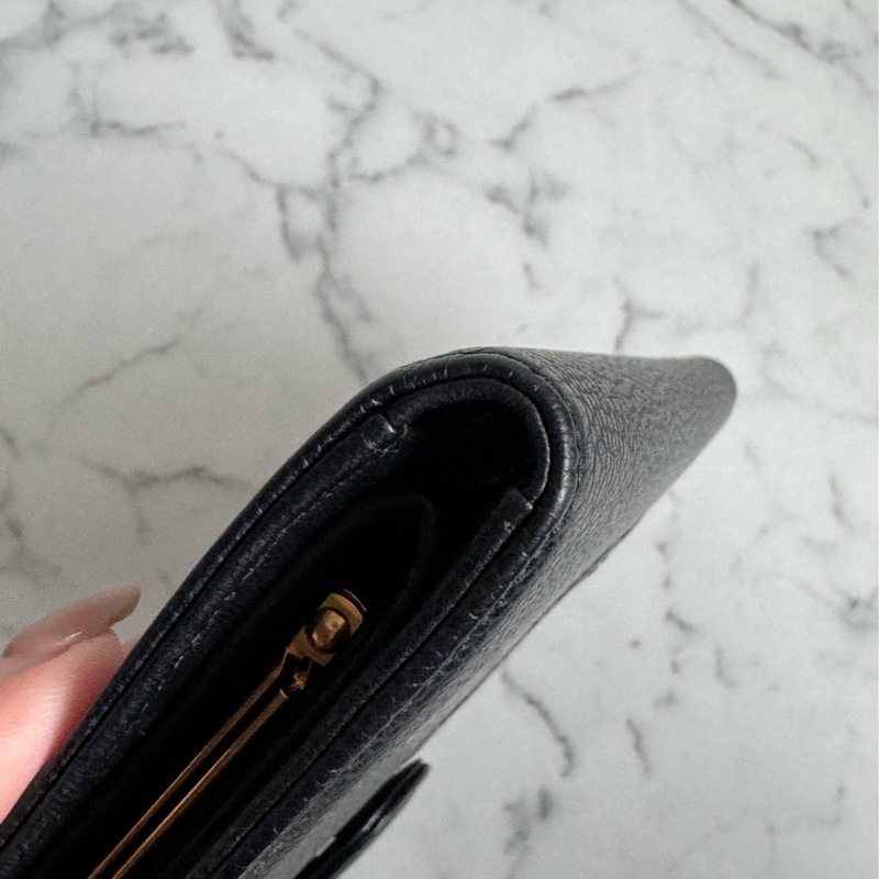 Chanel黑皮革大雙C釦式長夾✨老香-6