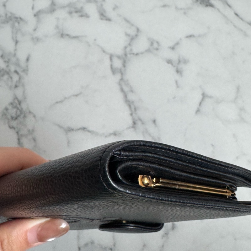 Chanel黑皮革大雙C釦式長夾✨老香-7