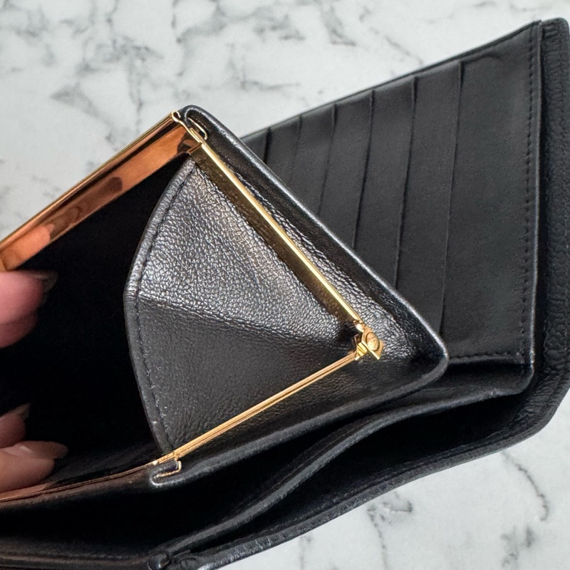 Chanel黑皮革大雙C釦式長夾✨老香-22