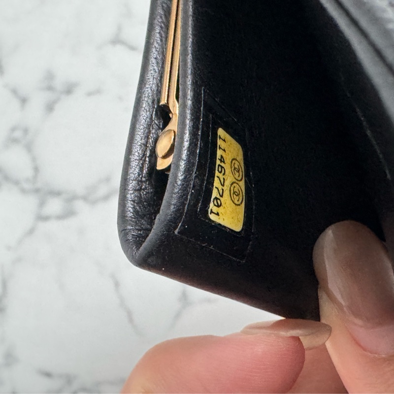 Chanel黑皮革大雙C釦式長夾✨老香-24