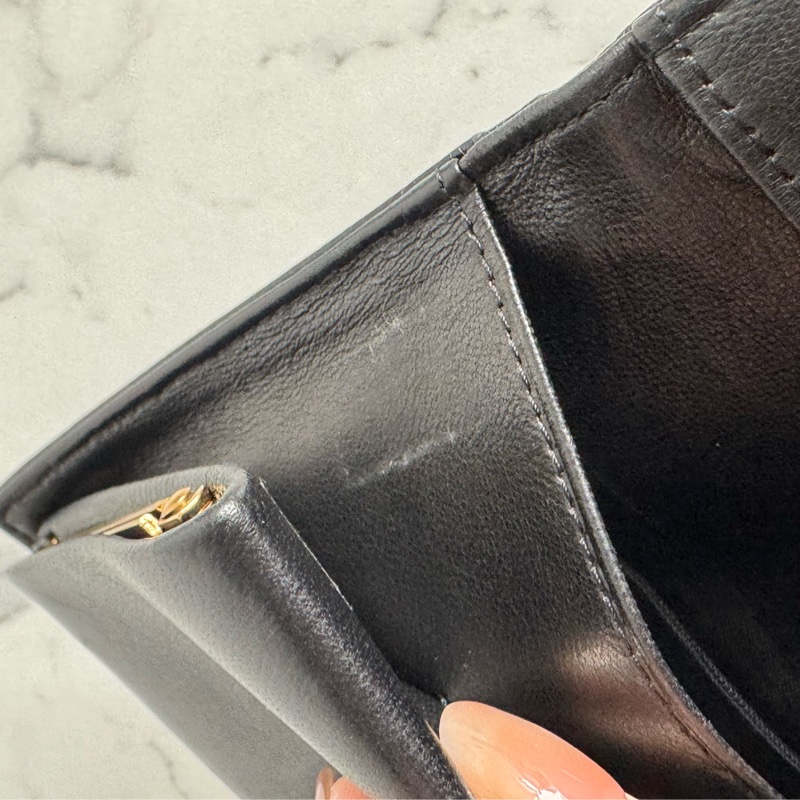 Chanel黑皮革大雙C釦式長夾✨老香-25