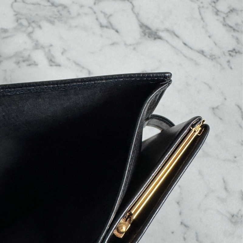 Chanel黑皮革大雙C釦式長夾✨老香-30