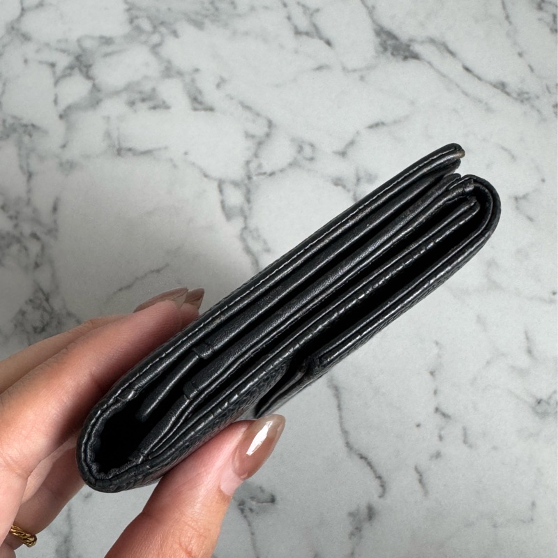 Chanel黑皮革雙面釦式長夾✨老香-2