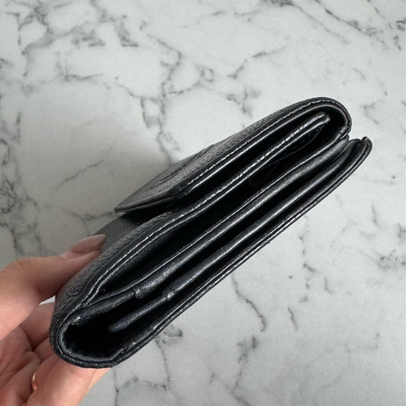 Chanel黑皮革雙面釦式長夾✨老香-3