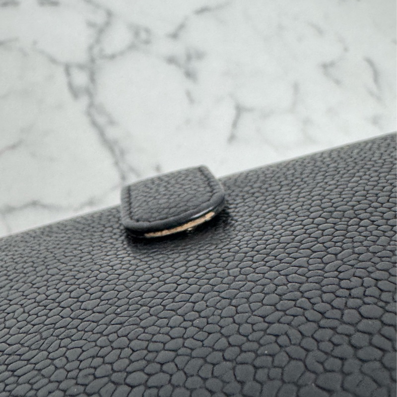 Chanel黑皮革雙面釦式長夾✨老香-6