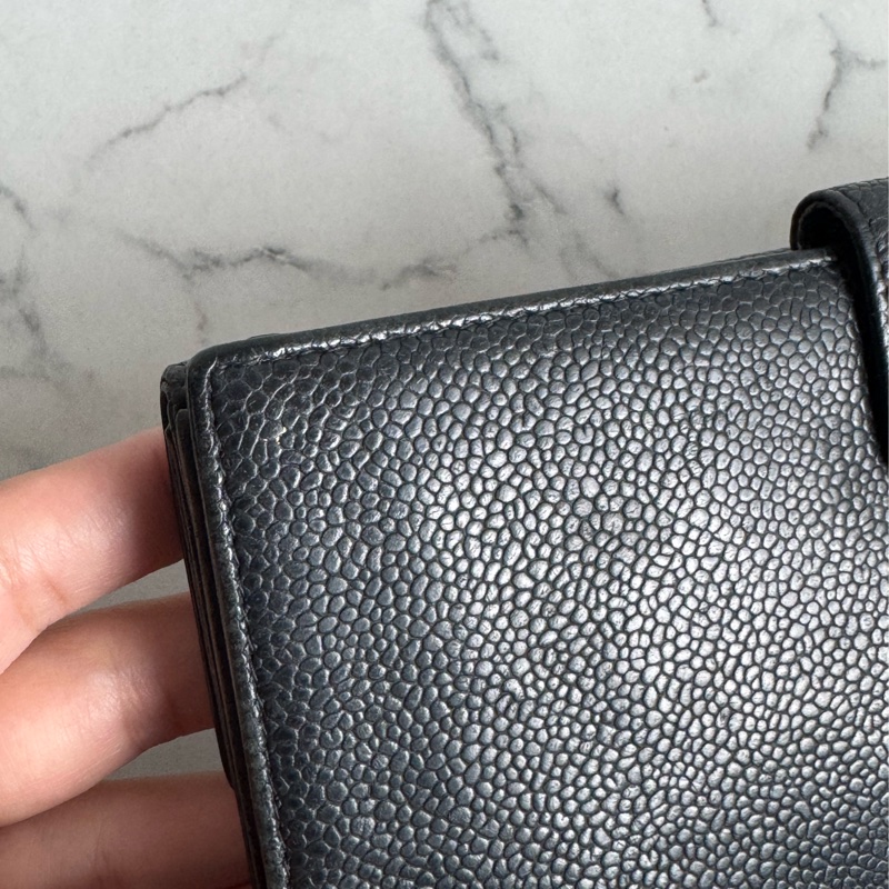 Chanel黑皮革雙面釦式長夾✨老香-7