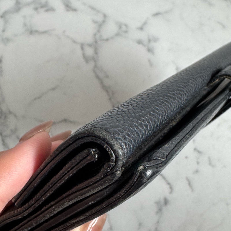 Chanel黑皮革雙面釦式長夾✨老香-8