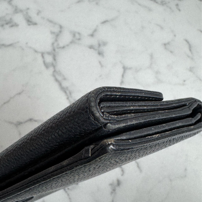 Chanel黑皮革雙面釦式長夾✨老香-9