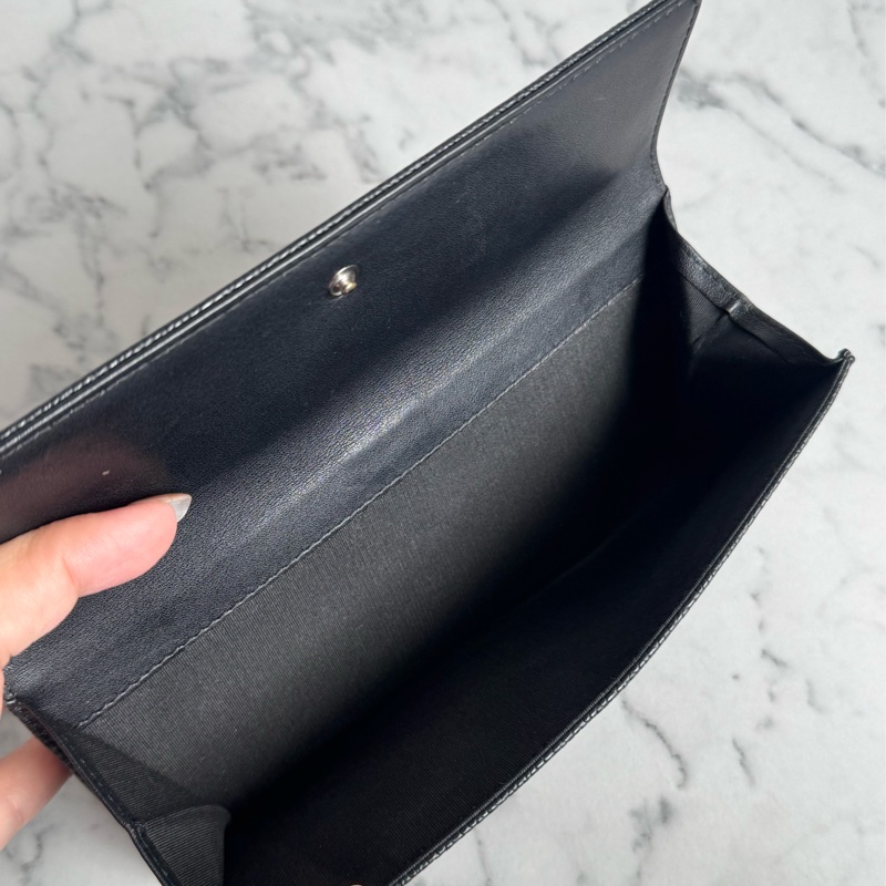 Chanel黑皮革雙面釦式長夾✨老香-13