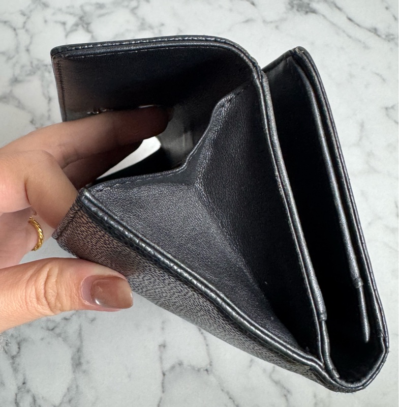 Chanel黑皮革雙面釦式長夾✨老香-14