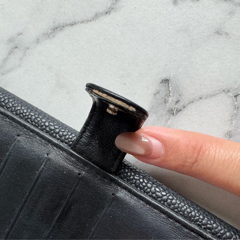 Chanel黑皮革雙面釦式長夾✨老香-18