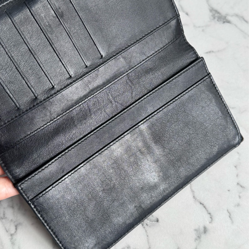 Chanel黑皮革雙面釦式長夾✨老香-19