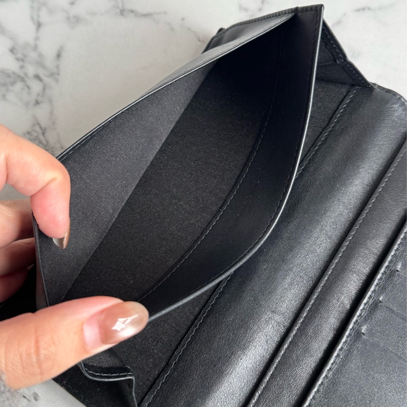 Chanel黑皮革雙面釦式長夾✨老香-21