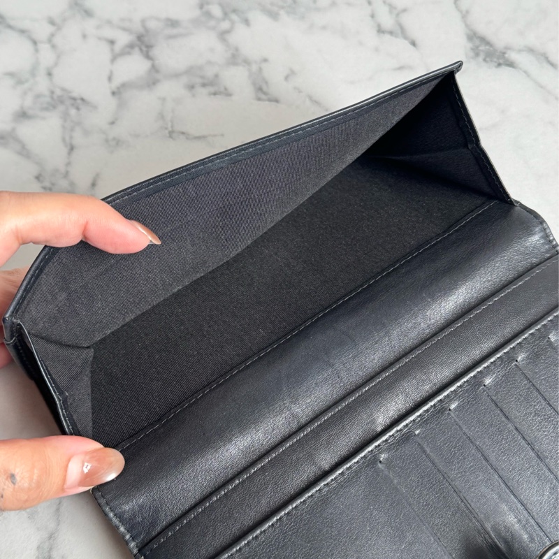 Chanel黑皮革雙面釦式長夾✨老香-22