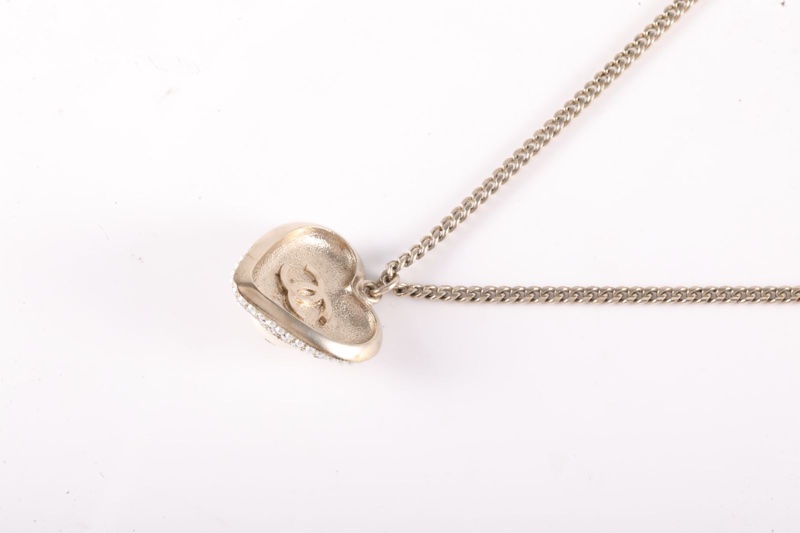 CHANEL 合金22B愛心滿鑽雙C項鏈-2