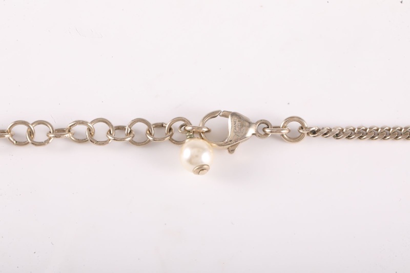 CHANEL 合金22B愛心滿鑽雙C項鏈-4