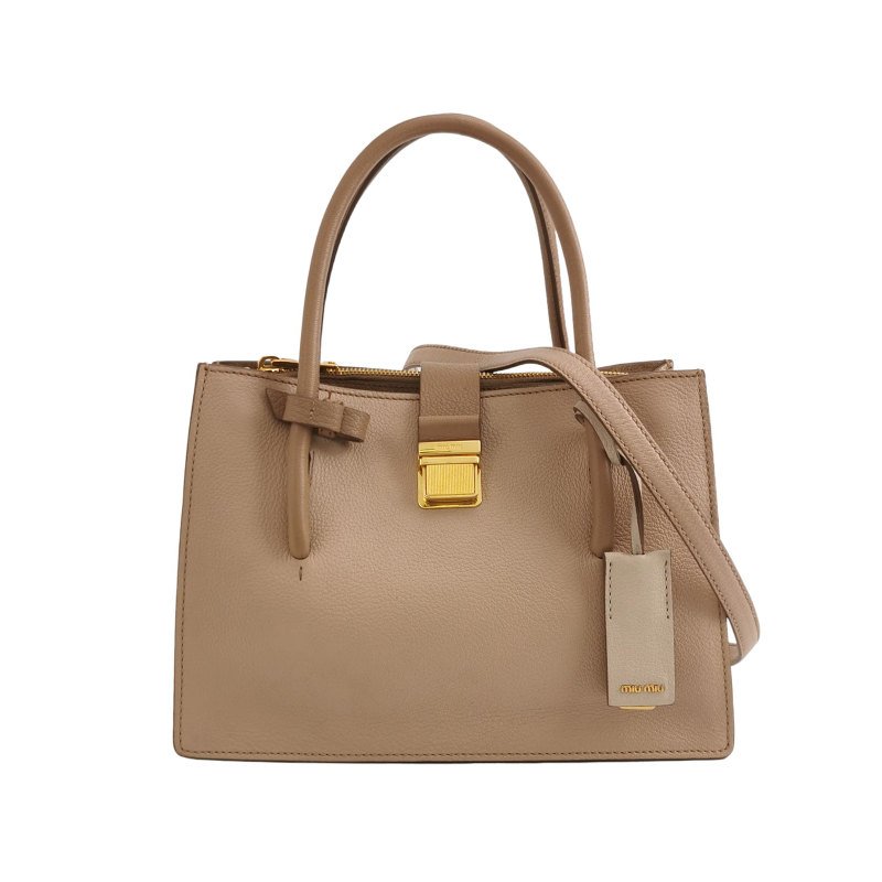 Miu Miu Madras羊皮純色字母logo金屬扣單肩包-0